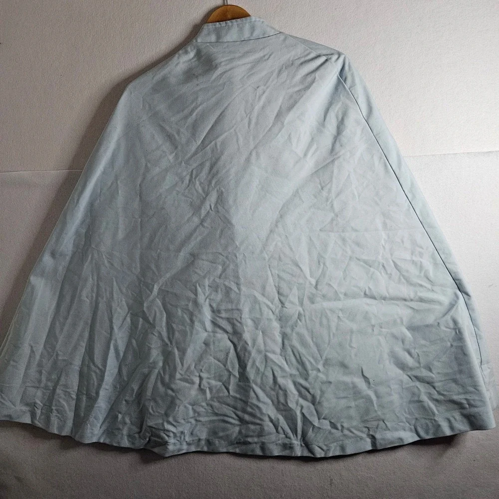 Vintage JCPenney Light Blue Asymmetrical Button Cape Coat with Belt Women Medium